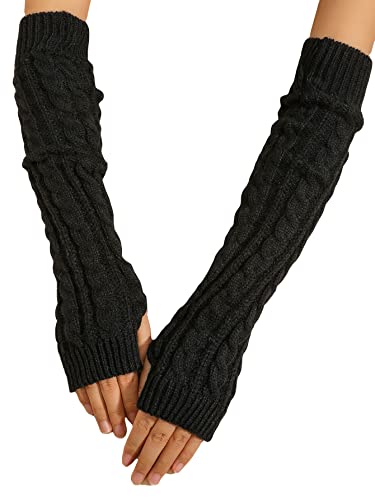 Verdusa Women's Arm Warmers Long Fingerless Gloves - One Size - Black