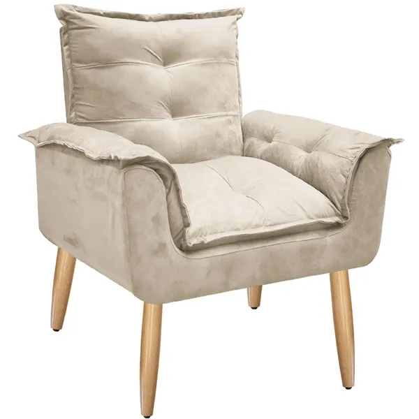 Poltrona Opalla 1 Lugar Base Palito Bege, Palito