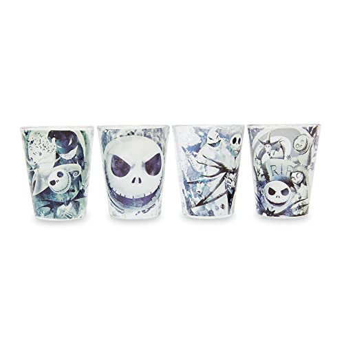 Disney The Nightmare Before Christmas Inkblots 2-ounce Mini Whiskey Shot Glass Cups, Set Of 4