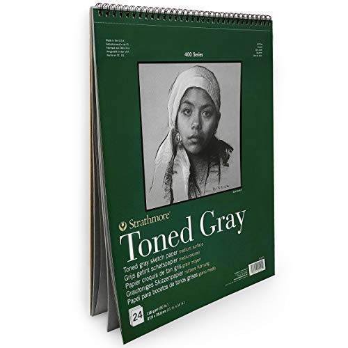 Strathmore Toned Sketch Spiral Pad 11"X14"-Gray 24 Sheets -412111 - 11x14 - Toned Gray - 24 Sheets