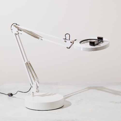 Limited Edition White Canvas Lamp with Matte Metal Base | Matte White Base