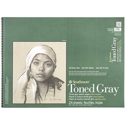 Strathmore Toned Sketch Paper Pad 18"X24"-80lb Toned Gray 24 Sheets -412118 - 18x24 - Toned Gray - 24 Sheets