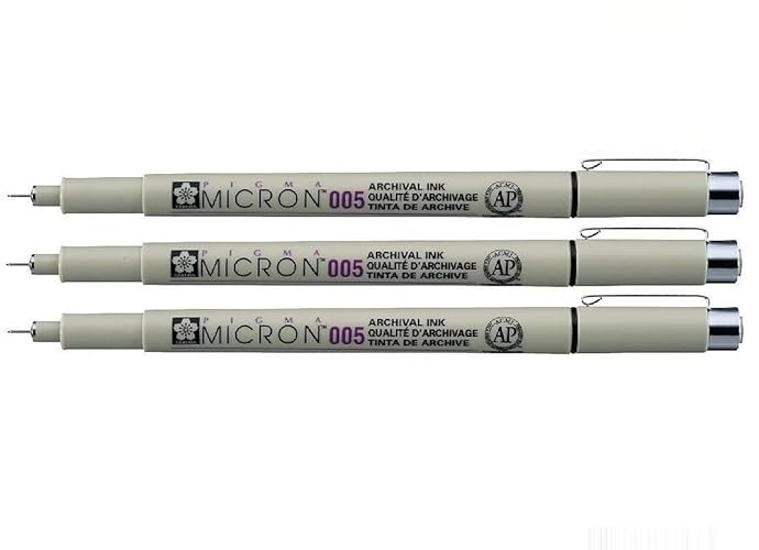 Pigma Sakura Micron - Pigment Fineliners - XSDK005-0.05mm - Black [Pack of 3]