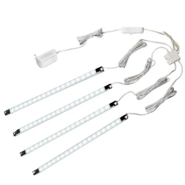4x LED Light Strip Bars Kit - Display Lighting for Detolf Case / Under Cabinet Shelf - Energy Saving - Low Profile Under Cupboard Strip Lighting (Cool White, 6000K) - UK Plug