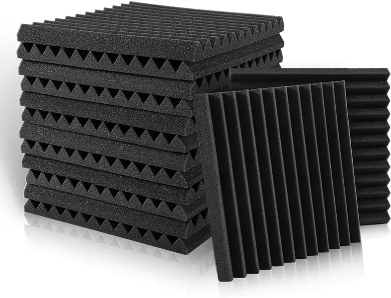12 Pcs Acoustic Foam Panels,Acoustic Panels Studio Foam Tiles with High Density, Fireproof Soundproofing Foam Noise Cancelling Foam for Recording Studios, Offices, Home Studios1" X 12" X 12"(Black)