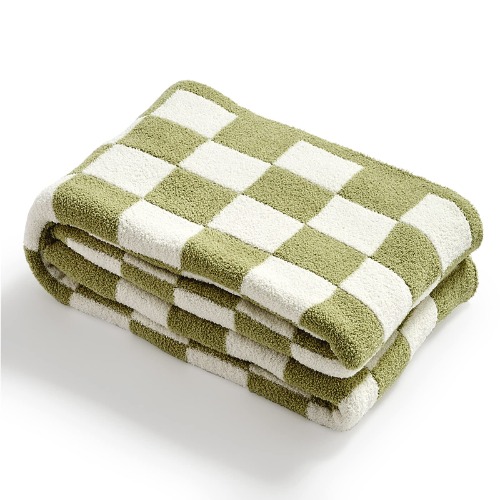 YIRUIO Throw Blankets Checkerboard Grid Chessboard Gingham Warmer Comfort Plush Reversible Microfiber Cozy Decor for Home Bed Couch (130x160 cm, Green) - 130x160 CM Green
