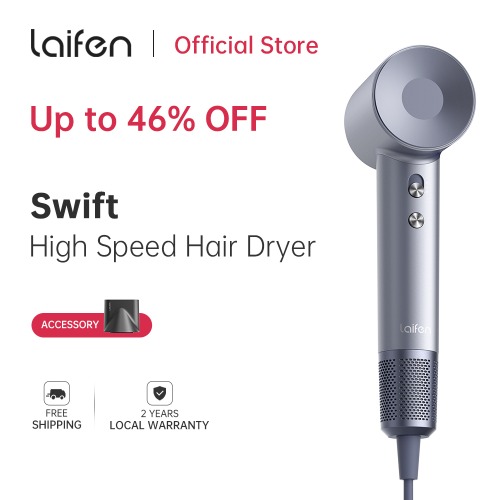 Laifen Swift Hair Dryer Negative Ionic Blow Dryer with Brushless Motor for Fast Drying High-Speed Low Noise Thermo-Control Hairdryer with Magnetic Nozzle for Home Travel (UK Plug)