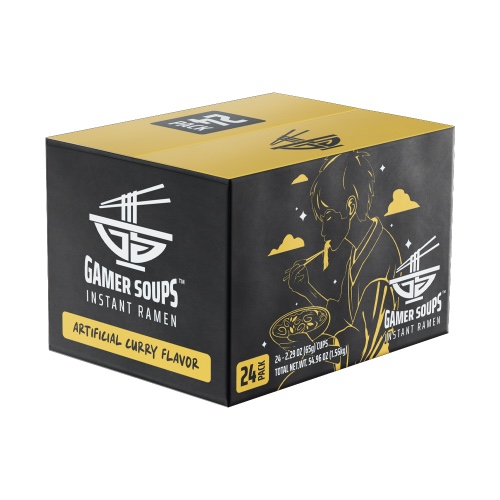 Gamer Soups Instant Noodles - Curry (24 Cup Box)