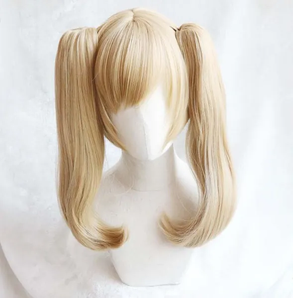 Overwatch Dva Hana Song Black Cat Hellbraun Doppel Pferdeschwanz Tiger Mund Clip Cosplay Perücke