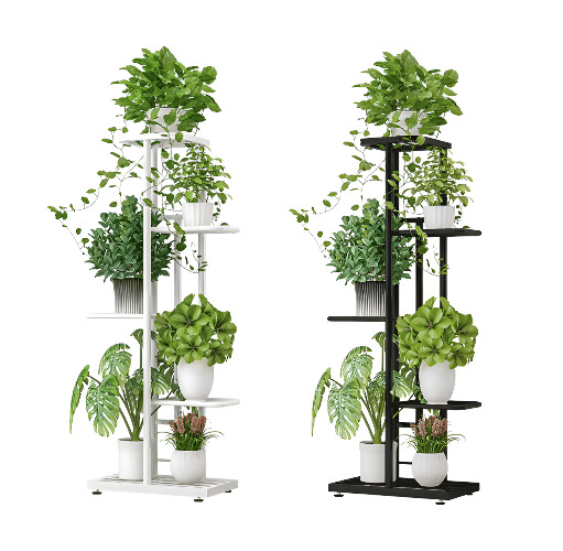 6 Pot Multi Layer Metal Plant Stand Home Decor - White