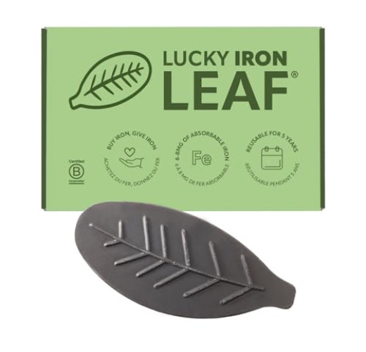 The Original Lucky Iron Leaf Ⓡ adds Clean, Safe Iron to your food & drinks. An Iron Supplement Alternative to Reduce Iron Deficiency. No Side Effects. Use once per day - 5 year supply included. - Leaf