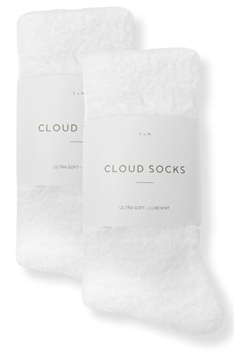 Unboxme Gifts Warm & Cozy Ultra-Luxe Cloud Sock for Women & Men - Super Soft Luxurious Fabric Sleep Socks - 2 Pairs - Snow White