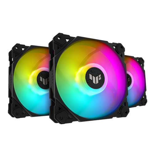 ASUS TUF Gaming TF120 ARGB Chassis Fan 3 Pack 3Pin Customizable LEDs, Advanced Fluid Dynamic Bearing, 120mm PWM Control, Anti-Vibration Pads, Double-Layer LED Array for Computer Case & Liquid Radiator - Chassis Fan - Black - TUF GAMING TF120 ARGB 3IN1
