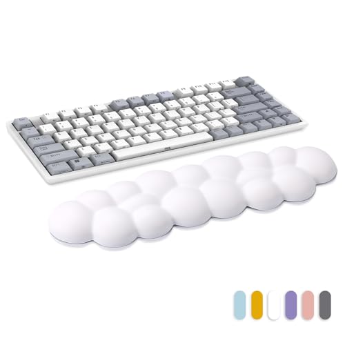 Xnanbol Cloud Wrist Rest for Computer Keyboard, PU Leather Cloud Palm Rest Keyboard, Cute Wrist Pad for Keyboard, Wrist Support for Keyboard, Desk Accessories Keyboard Arm Rests for Wrists (White) - Cloud White