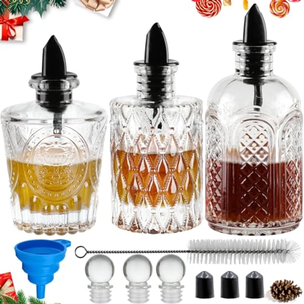 Syrup Bottle Set of 3 - Syrup Dispenser with Leak-Proof Lids Pour Spout Ideal for Coffee Syrups,Honey,Condiments,Olive Oil