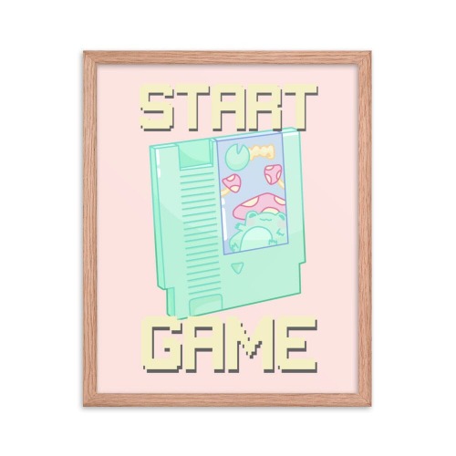 Start Game NES | Framed poster | Retro Gaming - Red Oak / 8″×10″