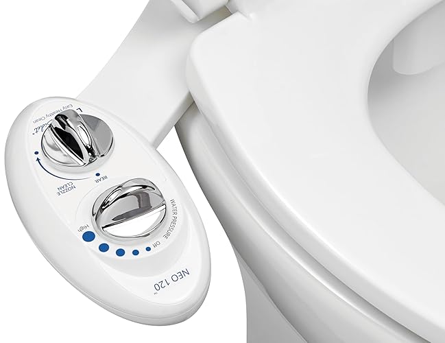 LUXE Bidet NEO 120 - Self-Cleaning Nozzle, Fresh Water Non-Electric Bidet Attachment for Toilet Seat, Adjustable Water Pressure, Rear Wash (White) - White