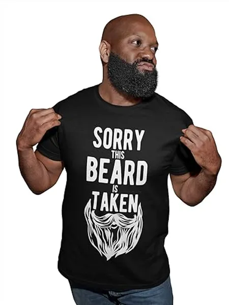 FunkyShirt T-Shirt con Scritta Sorry This Beard is Taken, Divertente Regalo di San Valentino per Lui, Fidanzato o Marito, Maglietta da Uomo - L - Nero