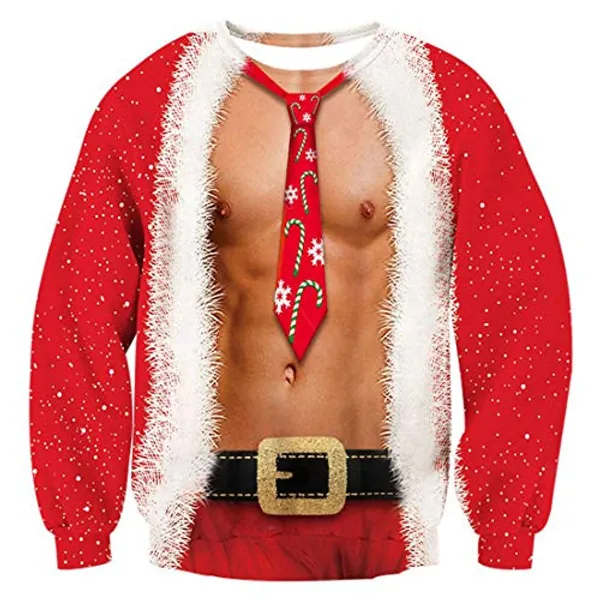 TUONROAD Unisex Christmas Sweatshirt 3D Stampato Ugly Xmas Pullover Uomo Donna Crewneck Funny Sweater Maglione di Natale S-3XL - 1 Xmas Men Red - S
