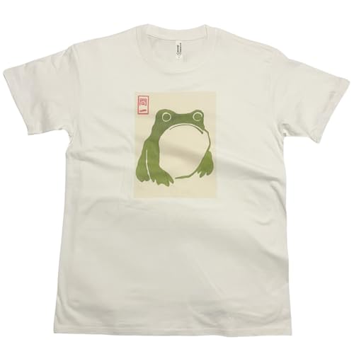 Matsumoto Hoji Frog T-Shirt Vintage Japanese Woodblock Art (S, White) - S - White