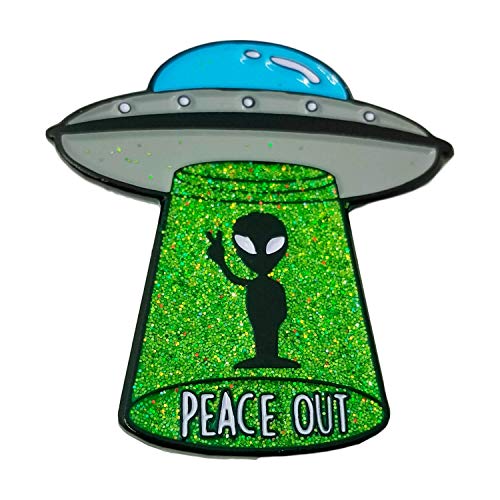 Stickeroonie Alien Pin Space Enamel Lapel Pin UFO Glitter Funny Pins 1.4 Inches Enamel Pins Backpack Pins Jean Pins Clothing Pins Hat Pins Cute Jacket Pins Cute Jewelry Lapel Pins