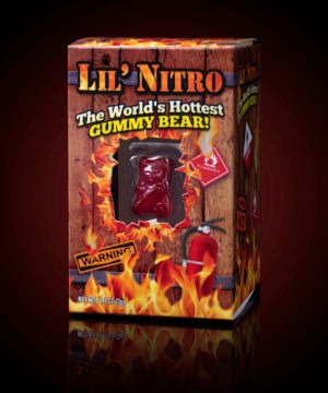 Lil' Nitro Gummy Bear: A little gummy bear with insanely explosive heat.