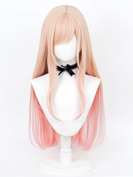 34 Inch Orange Pink Ombra Long Straight Synthetic Wig For Girls And Women Heat Resistant Fiber Machine Made Wig Anime Role  Cosplay Wig For Halloween Costume Party