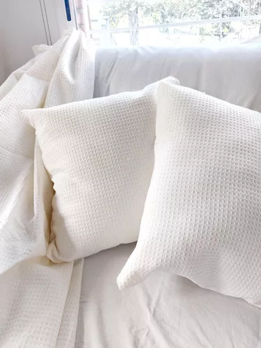 Funda Almohadon Nido Crudo 50x50 Panal Waffle Deco