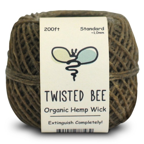 Twisted Bee 100% Organic Hemp Wick with Natural Beeswax Coating, (200ft x Standard Size) - 
