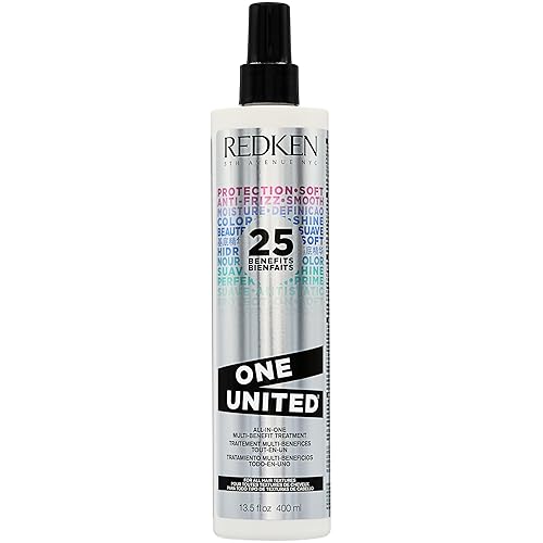 Redken One United Leave In Conditioner | Multi-Benefit Hair Treatment | Detangles, Nourishes, & Smooths Frizz | Heat Protection Spray for Blow Dry & Styling | For All Hair Types | Paraben Free - 13.5 Fl Oz (Pack of 1)