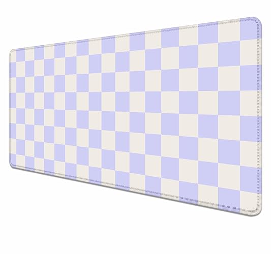 HUOCAIREN Pastel Purple Checkered Desk Mat, Aesthetic Pink Pattern Office Decor Extra Large Mouse Pad, Laptop Pad Mat, Game Mat, 35.4 x 15.7 in - Pastel Purple Checkered
