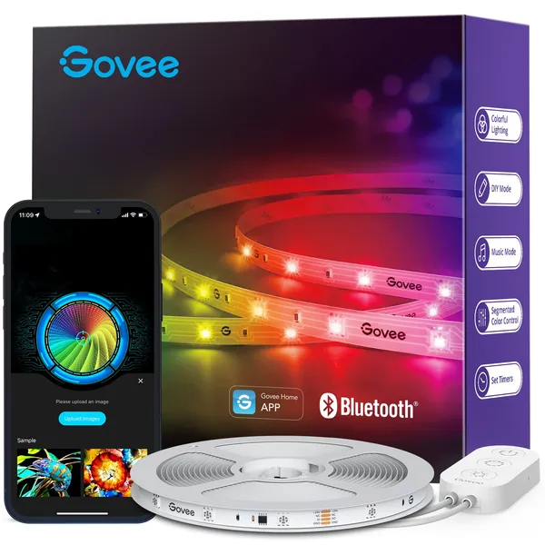 Govee RGBIC LED Strip Lights, 32.8ft Smart LED Lights for Bedroom, Bluetooth LED Lights APP Control, DIY Multiple Colors on One Line, Color Changing LED Lights Music Sync for Gaming Room, Christmas