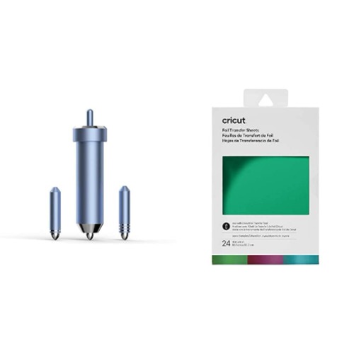 Cricut 2008727 Foil Transfer Kit, Explore Maker Machines, 3 Tips - fine, Medium & Bold & 2008715 Foil Transfer Sheets Sampler, Jewel (24 ct), 10.1 cm x 15.2 cm (4" x 6")