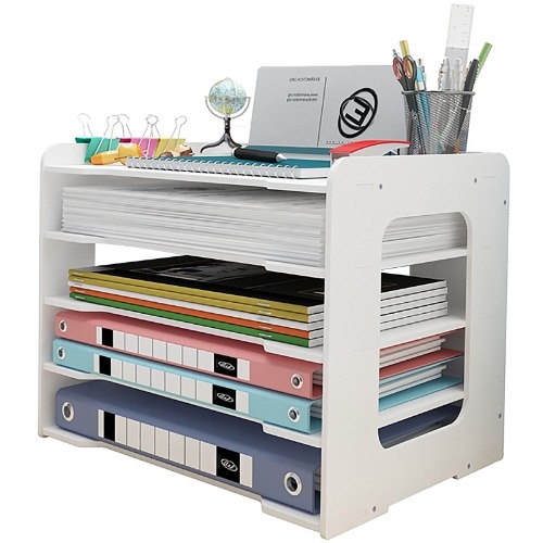 Letter Tray Organiser, Office Desk Tidy Storage Rack File Document Holder A4 Paper Filing Trays for Home Office School (5 Tier)