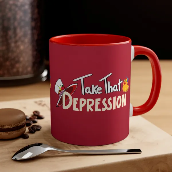 TAKE THAT DEPRESSION Mug, Hazbin Hotel, Lucifer Morningstar, Ducks, Supreme King of Hell, Lucifer Magne, Charlie Magne, King of Hell, Coffee