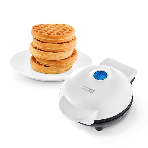DASH Mini Maker for Individual Waffles, Hash Browns, Keto Chaffles with Easy to Clean, Non-Stick Surfaces, 4 Inch, White - White - 4 Inch - Waffle Maker