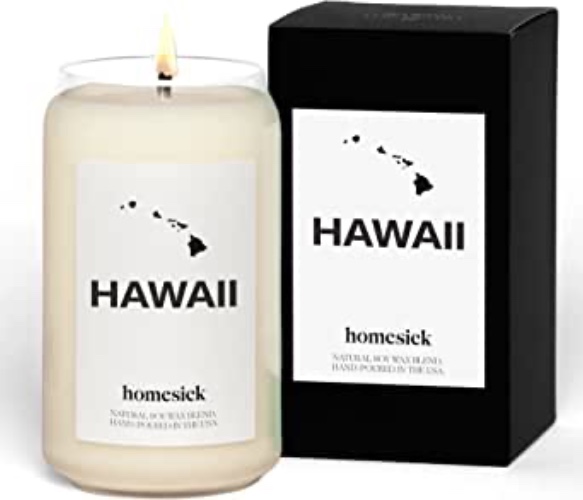 Homesick Premium Scented Candle, Hawaii - Scents of Pineapple, Coconut, 13.75 oz, 60-80 Hour Burn, Natural Soy Blend Candle Home Decor, Relaxing Aromatherapy Candle - Hawaii