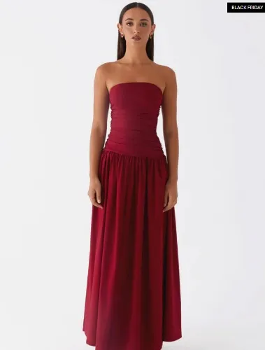 Carmel Maxi Dress Merlot - PEPPER MAYO 