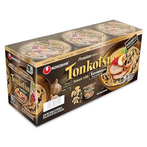 Nongshim Black Garlic Premium Tonkotusu Kuromayu Noodle Ramen Soup 6pk