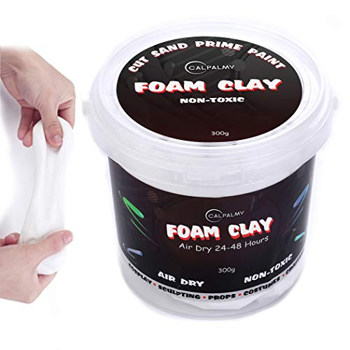 Moldable Cosplay Foam Clay (White) – High Density and Hiqh Quality for Intricate Designs | Air Dries to Perfection for Cutting with a Knife or Rotary Tool, Sanding or Shaping - 300g - White