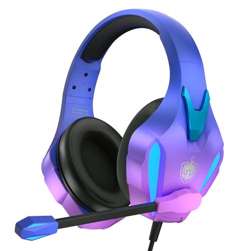 PHOINIKAS PS4 Gaming Headset for PC, PS5, Switch, H9 Xbox One Headset with Noise Cancelling Mic, Over Ear Stereo Headphones with Bass Surround (Violet) - Violet