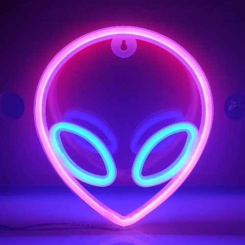 JYWJ Alien Neon Sign,USB or 3-AA Battery Powered Neon Light,LED Lights Table Decoration,Girls Bedroom Wall Décor,Kids Birthday Gift,Wedding Party Supplies Business Gifts Neon Signs (Pink+Blue)