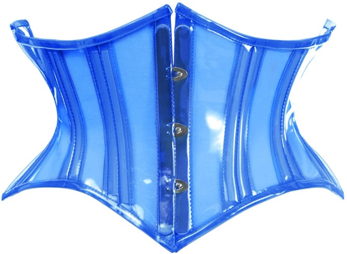 Daisy corsets Womens Clear Blue Curvy Cut Mini Cincher Corset - Medium Blue