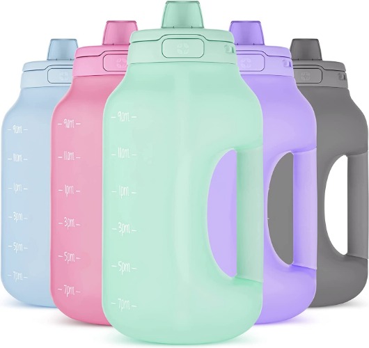 Ello Hydra Half Gallon Jug with Time Marker & Handle for All Day Hydration & Silicone Straw with Locking, Leak Proof Lid BPA Free, Yucca, 64oz - Yucca
