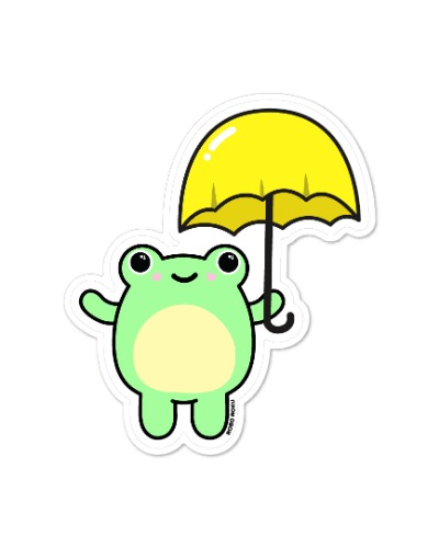 Lily Frog Umbrella Glossy Laminated Sticker