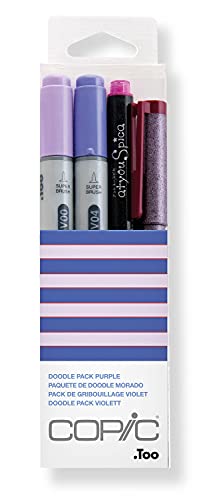 Copic Ciao Alcohol Marker Set, Doodle Pack, Purple (4 pcs) - Art marker, alcohol marker, permanent marker, alcohol markers, illustration markers, brush tip marker - Purple