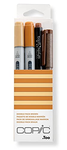 Copic Doodle Art Markers, 4-Pieces, Brown, 4 Count - Permanent,Fine - Brown