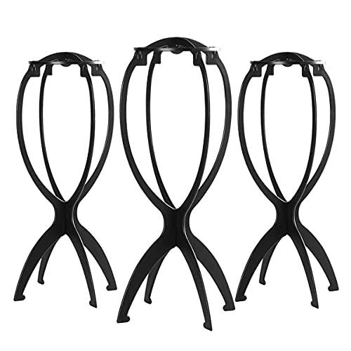 Dreamlover Wig Stand, Wig Head Stand for Multiple Wigs, Black, 3 Pack - 14.2 Inches (Pack of 3) - Black