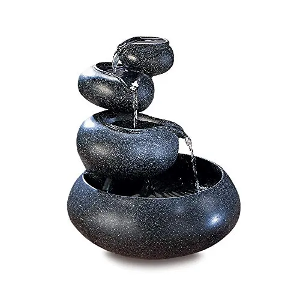 Accent Plus 57070272 Calming Tabletop Fountain, 9 1/2" Diameter x 10" high, Black