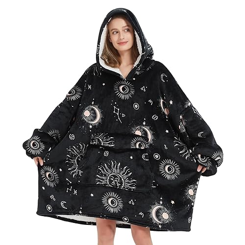 Fiosnow Sun and Moon Blanket Hoodies for Women and Men Adult Oversize Wearable Blanket Hoodies for Soft and Warm - Adult-sun and Moon - Adult